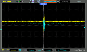 Scope trace of Vcc and RST spikes