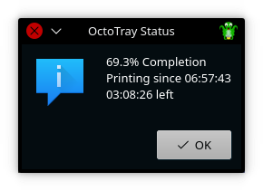 Screenshot of status dialog in OctoTray version 0.2