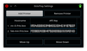 Screenshot of settings dialog in OctoTray version 0.3