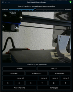 Screenshot of webcam viewer in OctoTray version 0.5